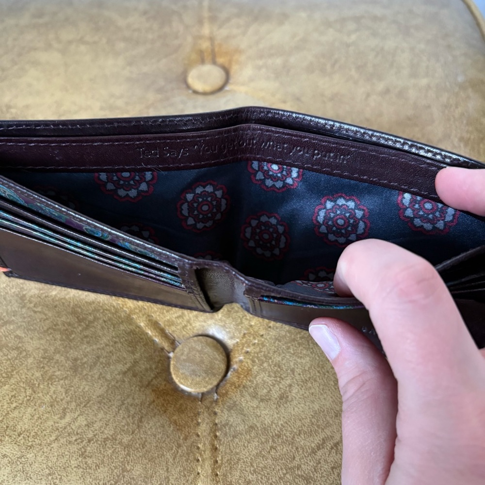 Ted Baker London Men's Leather Bifold Wallet - Brown Paisley Lining - Picture 7 of 12